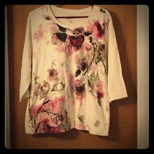 Flower print 3/4 sleeves - 2x